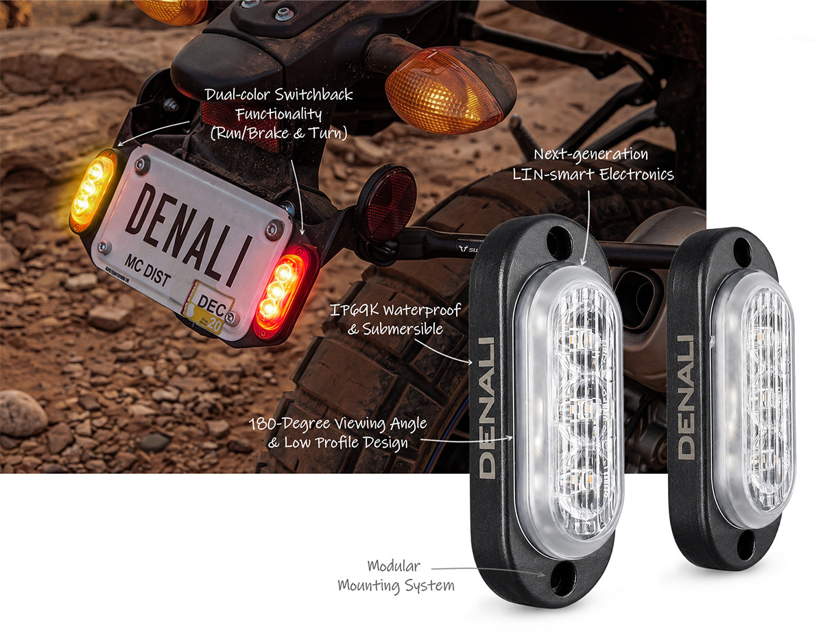 DENALI T3-S™ Smart Brake & Switchback Signal Pods for Motorcycles – Rear – bilde 3