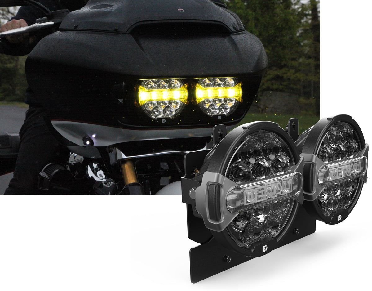 DENALI D14 Destroyer LED Motorcycle Headlight Upgrade Kit for Harley-Davidson Road Glide, '15-'23