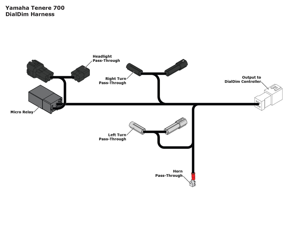 DENALI Plug-&-Play DialDim Wiring Adapter for Yamaha Tenere 700 – bilde 2